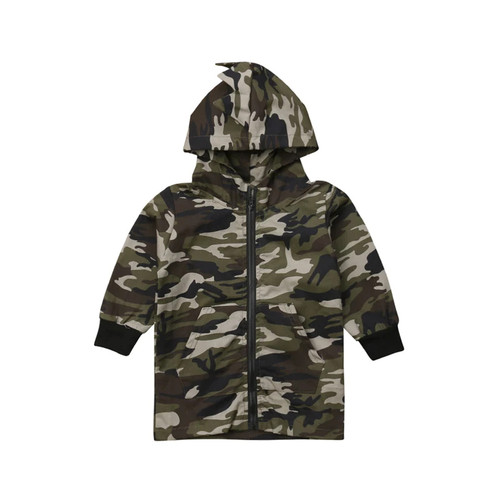 2-7Y Camouflage Dinosaur Hooded Kids Baby Boys Clothes Zipper Hoodie Jackets Long Sleeve Outwear