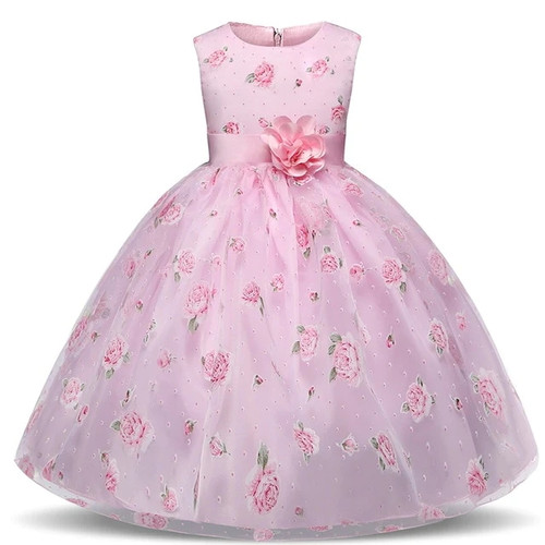 Fancy Princess Kids Dresses For Girls Wedding Party Children Kids Party Birthday Dress Girl Snowflake Costume Vestido Infantil