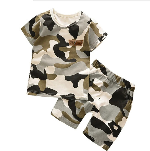 New Summer Army Camouflage Baby Boy Girl Cotton Short Sleeve Shorts 2PCS/Set Top Newborn Clothing Infant Suits Kids Clothes