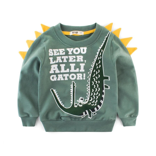 Spring Children's Clothing Printed Cartoon Animal Clothes 2-8y Baby Boys Dinosaur Sweatshirt Long Sleeved Clothes Tops