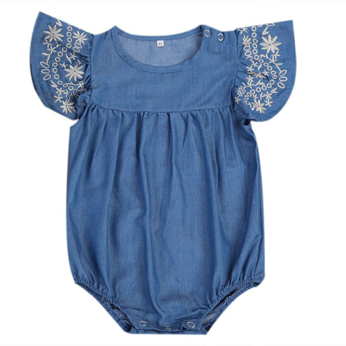 Flying Sleeve Baby Clothing Newborn Baby Girls Denim Romper Jumpsuit Outfits Sunsuit Clothes 0-24M