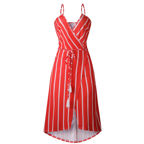 Women Summer Boho Maxi Long Dress Striped Halter Evening Party Beach Dresses Bohemian Beach Dresses