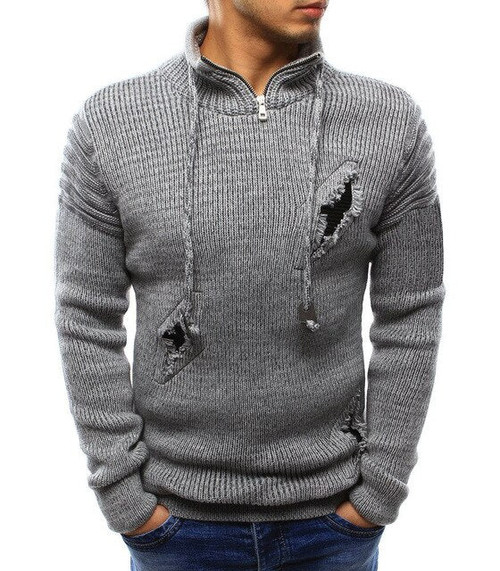 Winter Sweater Pullover Men Male Brand Casual Slim Sweaters Men High Quality Zipper Holes Sweater Knitted