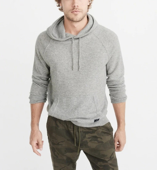 cashmere wool blend knit men hooded pullover sweater coat neutral color wide loose S-2XL retail wholesale