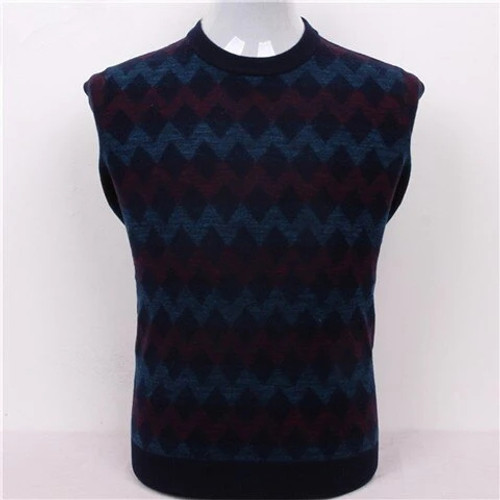 high quality goat cashmere thread knit men fashion o-neck striped thick pullover sweater dark blue 2 color S/3XL