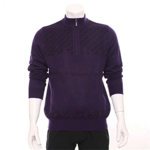 Cashmere half high zipper collar knit men fashion thick pullover sweater H-straight