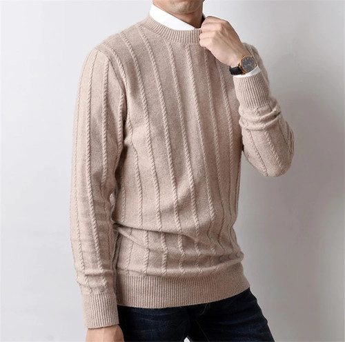 new fashion 100%cashmere striped knit men Oneck H-straight pullover sweater 5color S-2XL retail wholesale