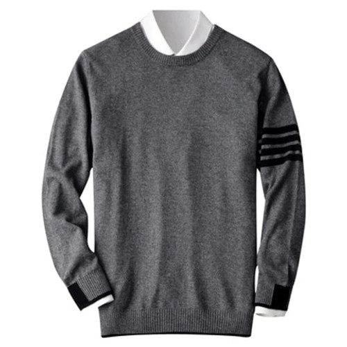 Cashmere solid knit men Oneck H-straight pullover sweater