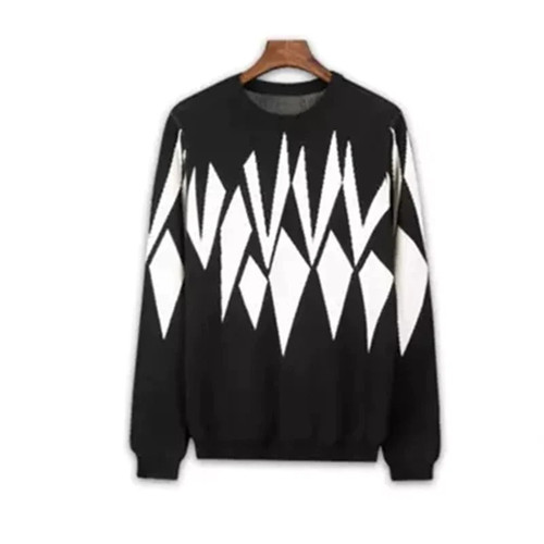 new fashion pure cashmere knit men Oneck patchwork loose thick pullover sweater black 2 color S-2XL