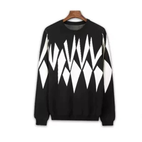 new fashion pure cashmere knit men Oneck patchwork loose thick pullover sweater black 2 color S-2XL