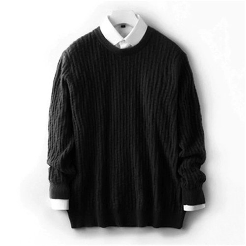 new arrival pure cashmere solid knit men fashion O'Neck loose thick pullover sweater black 9color S-3XL