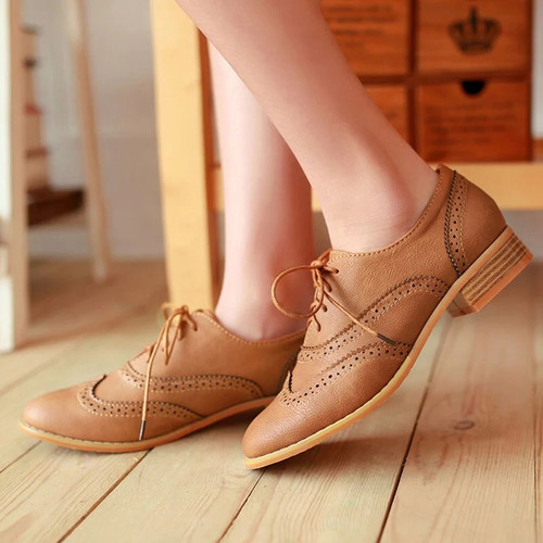 Oxford flats women shoes concise Pointed toe Sewing Lace-up solid flats comfort lady Dress oxford shoe