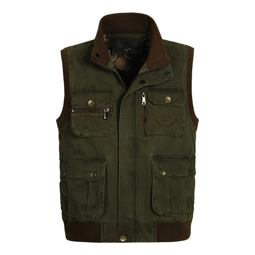 Classic Men Vest With Many Pockets For Summer Male Casual Photographer Work Khaki Multi Pocket Sleeveless Jacket Waistcoat