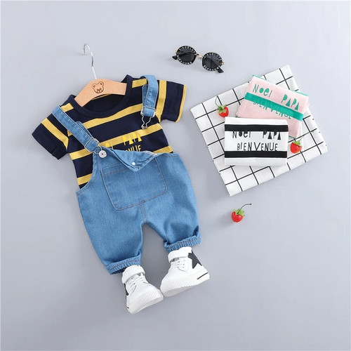 Summer Baby Girls Boys Clothing Toddler Casual Fashion Infant Clothes Suits T Shirt Strap Shorts 2Pcs/Sets Kids Children Costume