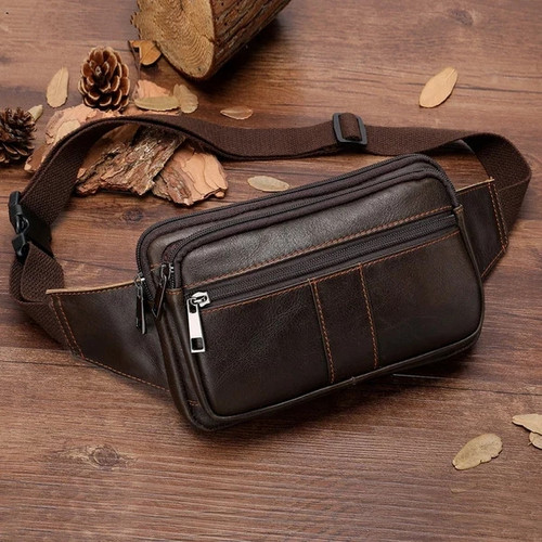 Genuine leather male Waist Pack Fanny Pack men Leather Belt Waist bags phone pouch small chest messenger for man