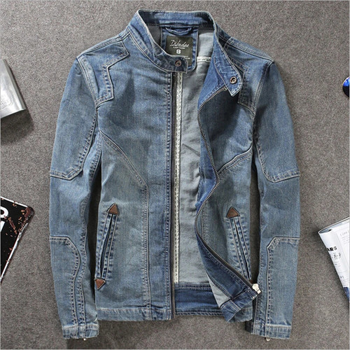 Vintage Denim Jackets Men Blue Hombre Mens Coat Outwear Coat