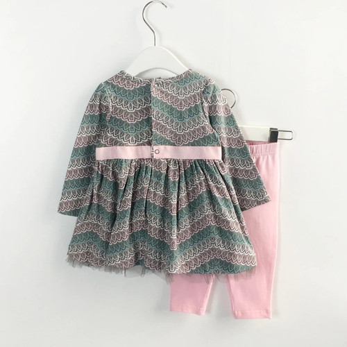 Peacock Pattern Baby Girls Clothes Set Long Sleeve Cotton Casual Children Kids Girls Tops Outfits Suit