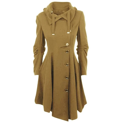 Irregular Turn-down Collar Long Coat Women Wool Blend Coat Single Breasted Overcoat Autumn Winter Slim Fit Coats Female