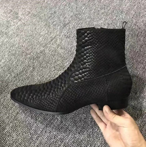 Leather boots fashion matt Leather ankle botas party shoes male zip up motorcycles men booties