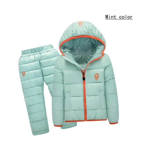 Winter Baby Boys Girls Clothes Kids Clothing Sets Hooded Down Jacket + Trousers Waterproof Snow Warm toddler Children Costume