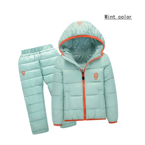 Winter Baby Boys Girls Clothes Kids Clothing Sets Hooded Down Jacket + Trousers Waterproof Snow Warm toddler Children Costume