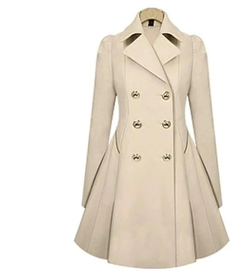 Autumn New Womens Coat Commuter Office Ol Slim Ruffles Windbreaker Double Breasted Trench