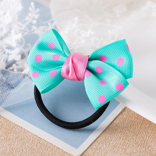 1PCS Fashion Dots Solid Bow Elastic Hair Bands Toys For Girls Handmade Child Rope Headband Scrunchy Hair Accessories For Kid