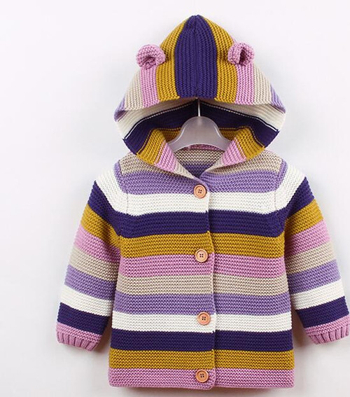 Baby Girls Sweater Autumn Toddler Baby Boys Sweaters Hooded Winter Fur Collar Baby Cardigan Knitted Baby Girls Jacket And Coat