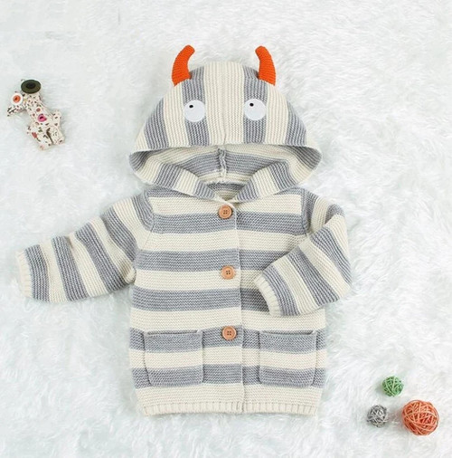 Baby Sweater Winter Spring Hooded Baby Cardigan Cartoon Toddler Sweaters For Boys Cotton Knitted Infant Baby Coat and Jacket