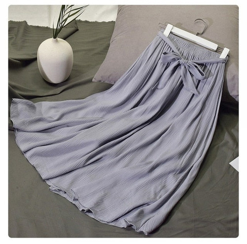 Womens Vintage Pleated Midi Long Skirt Ladies High Waist Bow Tied Cotton Linen Chic Skirts Jupe Faldas Spring Summer