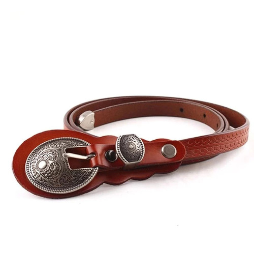 Thin Belts for Women belt Lady's Vintage Original Leather Designer Belt Metal Buckle Female Belt
