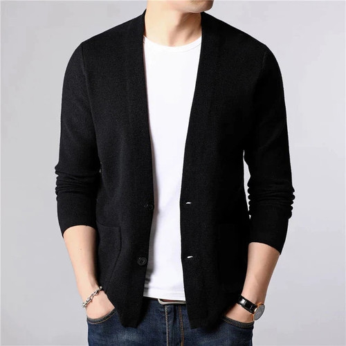 Sweater Men Streetwear Fashion Sweater Coat Men With Pockets Autumn Winter Warm Cashmere Wool Cardigan Men