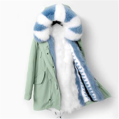 New winter jacket women natural fox fur liner long parka real fur coat hooded outwear