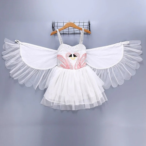 NEW Baby Girl  Princess Dress with Wing white tulle party Dresses Kids for Toddler Girl Children Fashion Christmas Clothing