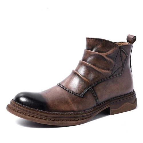 LOVE THESE BOOTS! Handsome Man Luxury Fold Ankle Boots Winter Trendy Boots Wrinkle Leather Shoes Business Man Must Have