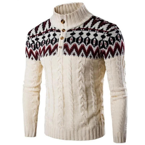 Winter Thick Warm Cashmere Sweater Men stand neck Mens Sweaters Slim Fit Pullover Men Classic Wool Knitwear Pull Homme