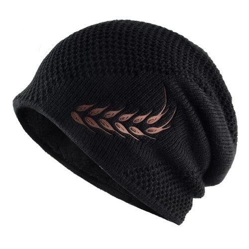 Men's Knitted Beanies Winter Warm Knitting Hat With Wheat Ears Pattern Hip Hop Skullies Beanies Men Solid Color Knit Hats Gorras