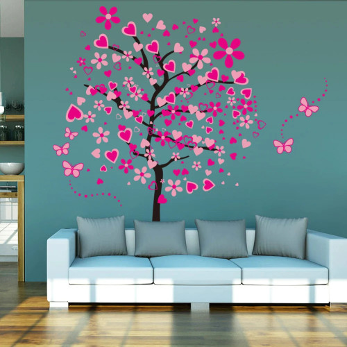 New Arrival DIY Large Wallpaper For Pink Butterfly Flower Tree Living Room Bedroom Backdrop Home Decor Wall Stickers 60*90cm*2