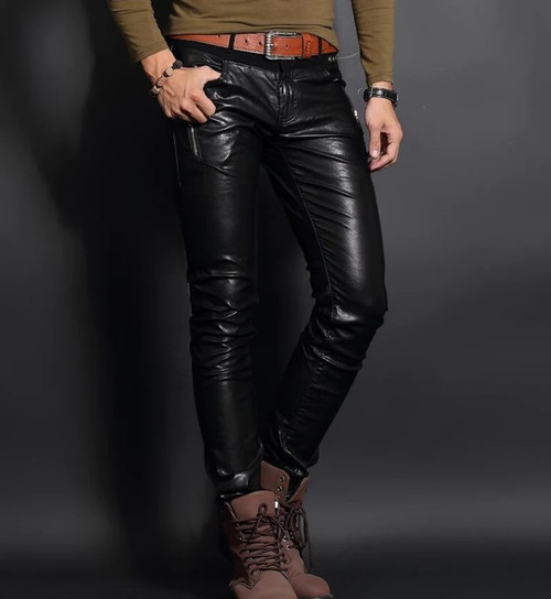 Mens Pants Trousers Motorcycle Europe Punk Man Slim Fit Trousers Male Trousers