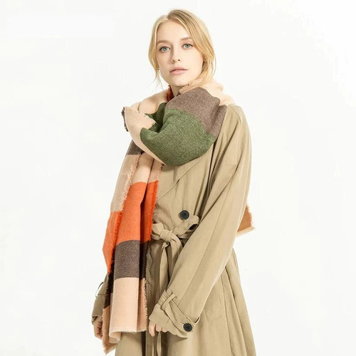 New autumn winter fashion brand cashmere long wide striped plaid soft Scarves women  scarf colour lady scarf keep warm shawl