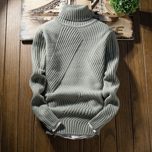 New Classic Solid Color Turtleneck Sweater Men Winter Thick Warm Pullover Men Slim Fit Pull Homme