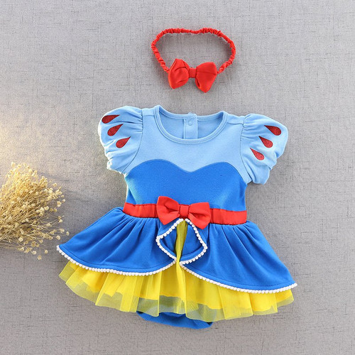 New Summer 2Pcs/Set Newborn Baby Girls Clothes Short Sleeve Bodysuits+Headband Princess Set Girl Outfits