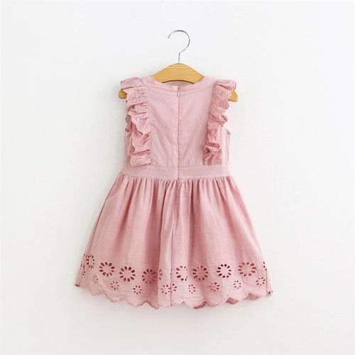 Amor Summer Girls Dress Sleeveless Hollow Out Lace Dress Sundress Baby Girl Clothes Kids Dresses For Girls Princess Dress