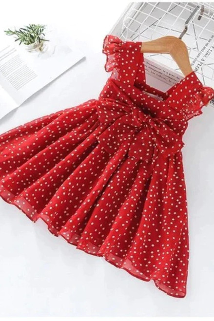 Girls Dress New Dress For Girls Sleeveless Chiffon Polka Dot Dress Princess Dress Girl Toddler Dress