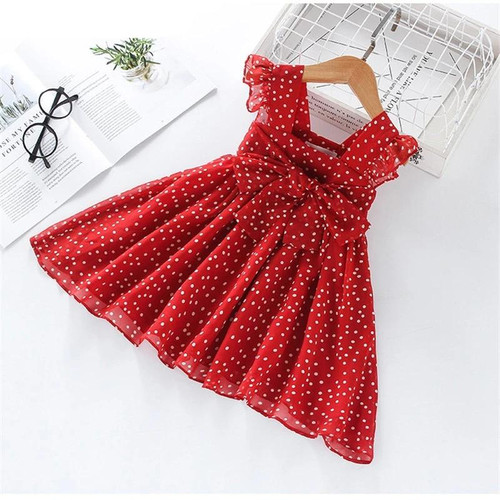 Girls Dress New Dress For Girls Sleeveless Chiffon Polka Dot Dress Princess Dress Girl Toddler Dress