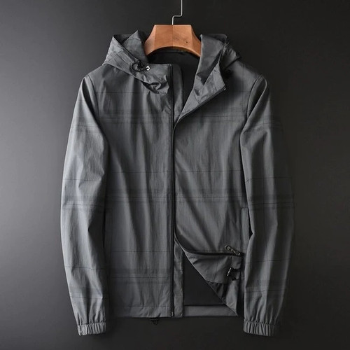 Hooded Mens Jackets Luxury Plaid Grey Mens Jackets And Coats Spring And Autumn Slim Fit Male Coats