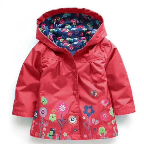 Autumn Kids Girls Jacket Flowers Girls Trench Coats Windbreaker Waterproof Children Clothing Outerwear