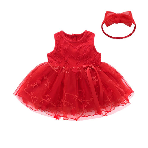 summer baby girl clothes red girls short sleeve dress Princess 1st birthday party tutu dresses infant lace wedding suit
