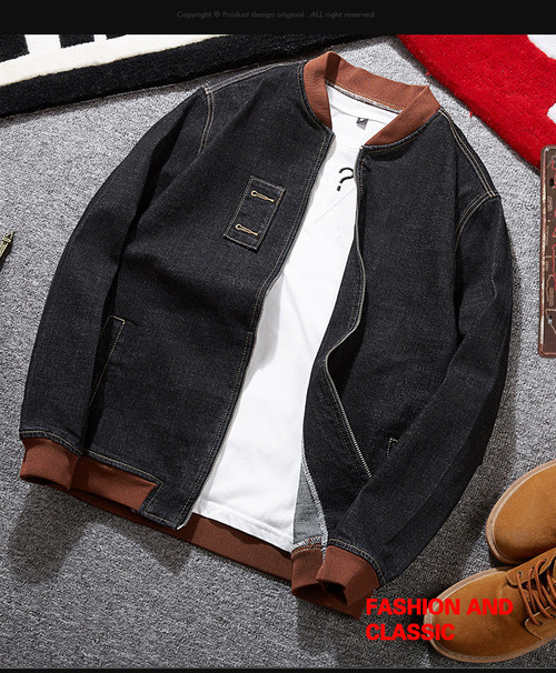 Hooded Casual Cotton Coats New Autumn Winter Preppy Style Slim Fit Fake two pieces Denim Jacket Men