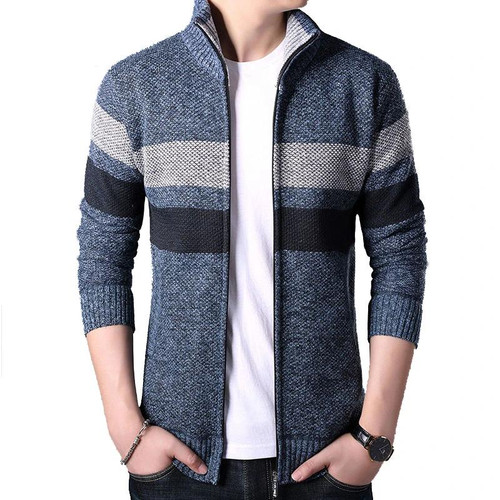 Autumn Winter Fleece Warm Sweatercoat Wool Sweater Men Stand Collar Cardigan Men Turtleneck Sweater Coats Men